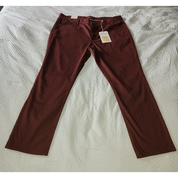 NWT Red Ale By Alesbury Men's Slim Fit Bedford Cord Pants 38/30 Burgundy - Picture 2 of 7